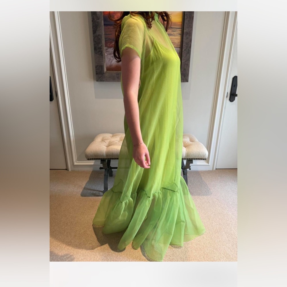 STAUD Lime Green Sheer Dress - Picture 2 of 6
